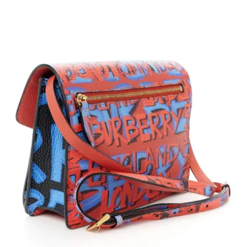 Burberry Calfskin Graffiti Print Small Macken Crossbody Bag Black -FINAL SALE NO RETURNS