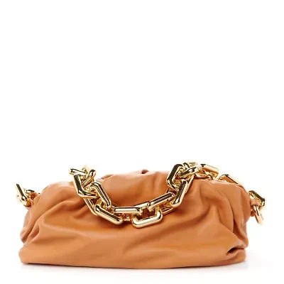 Bottega Veneta TCalfskin The Pouch Chain Cammello -FINAL SALE NO RETURNS