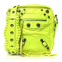 Balenciaga Agneau Arena Le Cagole Crossbody Bag Fluo Yellow -FINAL SALE NO RETURNS