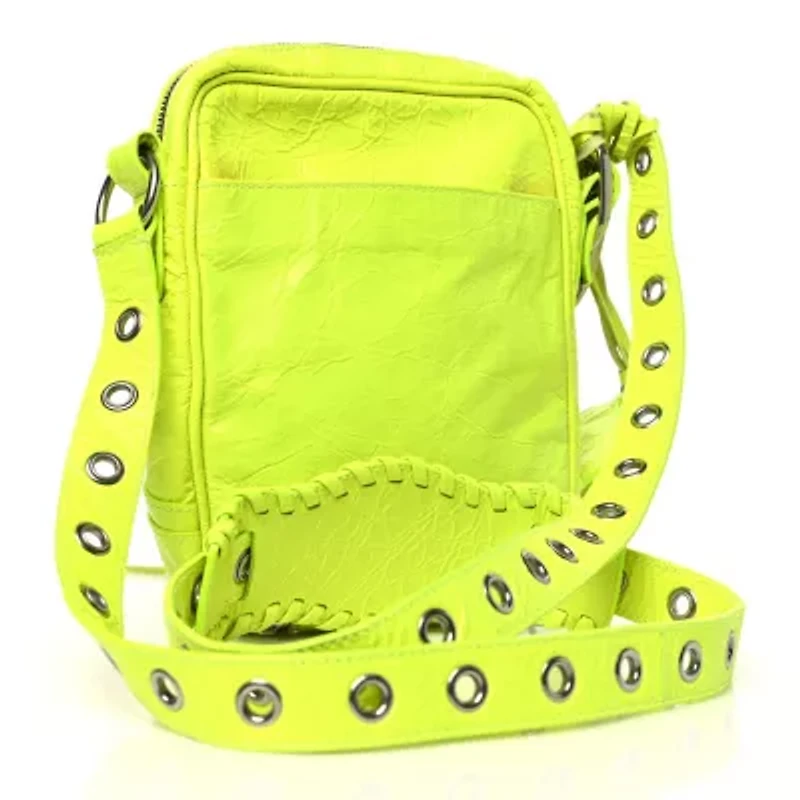 Balenciaga Agneau Arena Le Cagole Crossbody Bag Fluo Yellow -FINAL SALE NO RETURNS