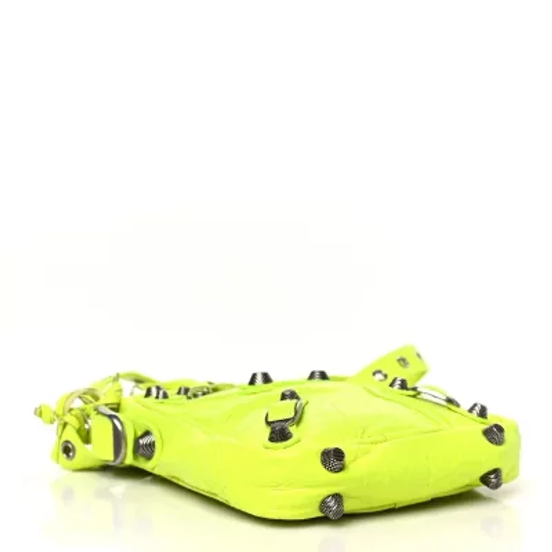 Balenciaga Agneau Arena Le Cagole Crossbody Bag Fluo Yellow -FINAL SALE NO RETURNS