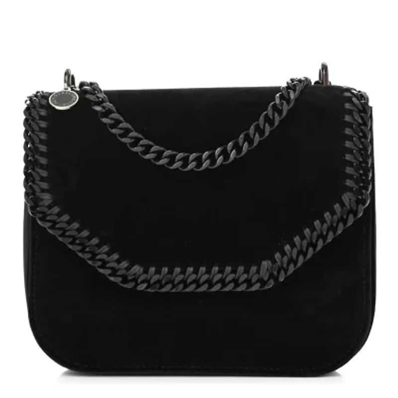 Stella McCartney Velvet Effect Medium Falabella Box Shoulder Bag Black -FINAL SALE NO RETURNS