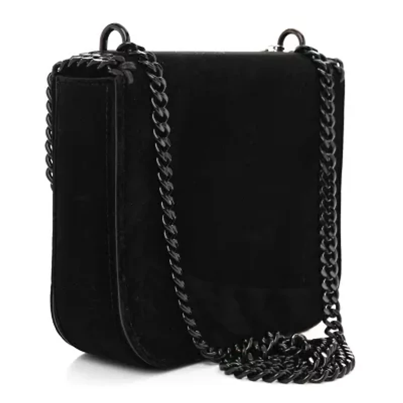 Stella McCartney Velvet Effect Medium Falabella Box Shoulder Bag Black -FINAL SALE NO RETURNS