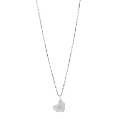 Louis Vuitton 18k White Gold Diamond Heart Locket Pendant Necklace -FINAL SALE NO RETURNS