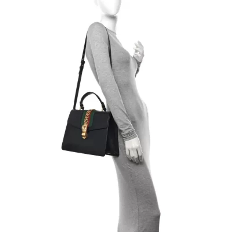 Gucci Calfskin Mini Sylvie Top Handle Bag Hibiscus Red -FINAL SALE NO RETURNS