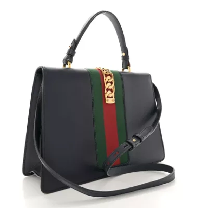 Gucci Calfskin Mini Sylvie Top Handle Bag Hibiscus Red -FINAL SALE NO RETURNS