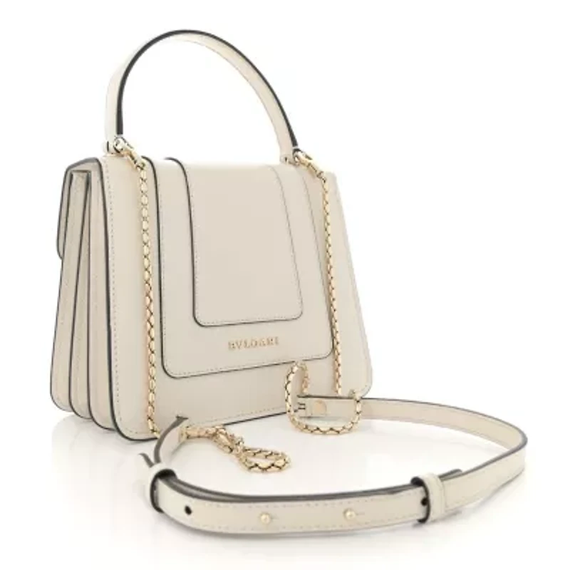 Bvlgari Calfskin Serpenti Forever Top Handle White -FINAL SALE NO RETURNS