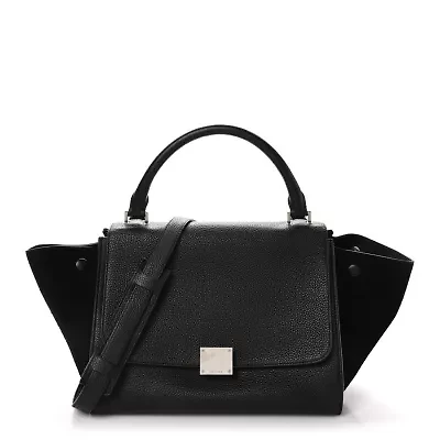 Celine Drummed Calfskin Suede Small Trapeze Ocean Blue -FINAL SALE NO RETURNS