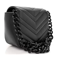 Gucci Calfskin Matelasse Monochrome GG Marmont Chain Belt Bag Black -FINAL SALE NO RETURNS