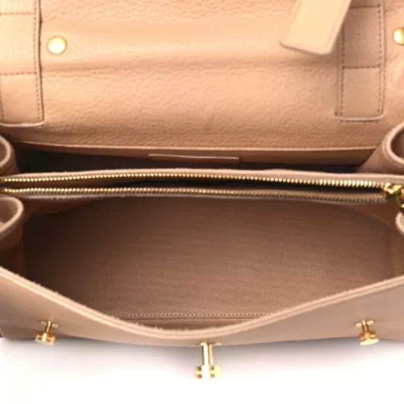 Saint Laurent Calfskin Canvas Small Muse Two Beige -FINAL SALE NO RETURNS