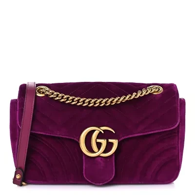 Gucci Velvet Matelasse Small GG Marmont Shoulder Bag Taupe -FINAL SALE NO RETURNS