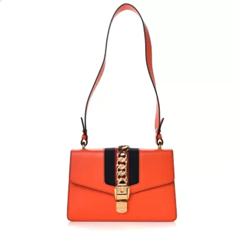 Gucci Calfskin Small Sylvie Shoulder Bag Black -FINAL SALE NO RETURNS