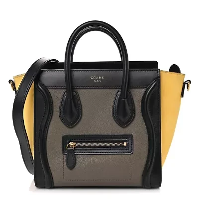 Celine Drummed Calfskin Nubuck Nano Tri-Color Luggage Ruby -FINAL SALE NO RETURNS