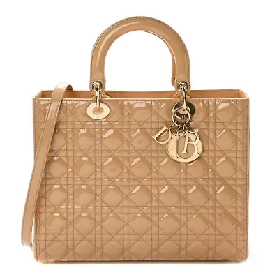 Dior Patent Lady Dior SHW Green Cannage Tote Bag -FINAL SALE NO RETURNS