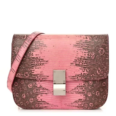 Celine Lizard Medium Classic Box Flap Bag Pink Grey -FINAL SALE NO RETURNS