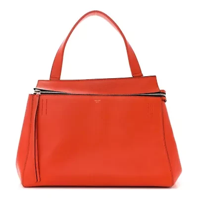 Celine Grained Calfskin Medium Edge Shoulder Bag Vermillion -FINAL SALE NO RETURNS