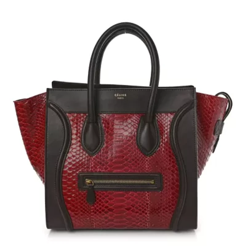 Celine Snakeskin Calfskin Mini Luggage Red -FINAL SALE NO RETURNS