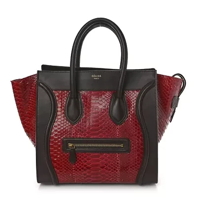 Celine Snakeskin Calfskin Mini Luggage Red -FINAL SALE NO RETURNS