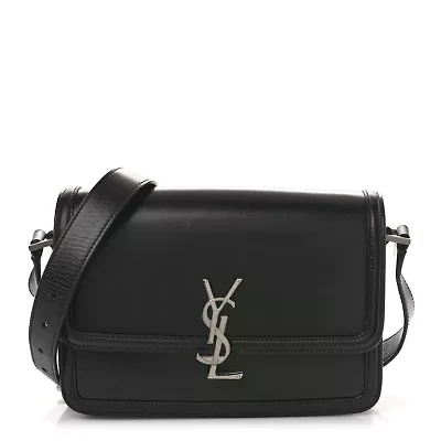 Saint Laurent Box Calfskin Monogram Medium Solferino Satchel Black -FINAL SALE NO RETURNS