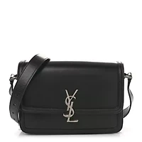 Saint Laurent Box Calfskin Monogram Medium Solferino Satchel Black -FINAL SALE NO RETURNS