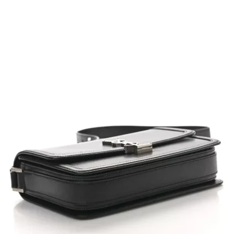 Saint Laurent Box Calfskin Monogram Medium Solferino Satchel Black -FINAL SALE NO RETURNS
