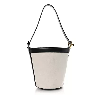 Bottega Veneta Canvas Nappa JJ Bucket Bag Natural Black -FINAL SALE NO RETURNS
