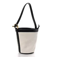 Bottega Veneta Canvas Nappa JJ Bucket Bag Natural Black -FINAL SALE NO RETURNS