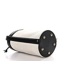 Bottega Veneta Canvas Nappa JJ Bucket Bag Natural Black -FINAL SALE NO RETURNS