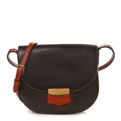 Celine Glazed Calfskin Small Bi-Color Trotteur Burgundy -FINAL SALE NO RETURNS