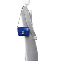 Celine Spazzolato Calfskin Medium Classic Box Flap Bag Blue -FINAL SALE NO RETURNS