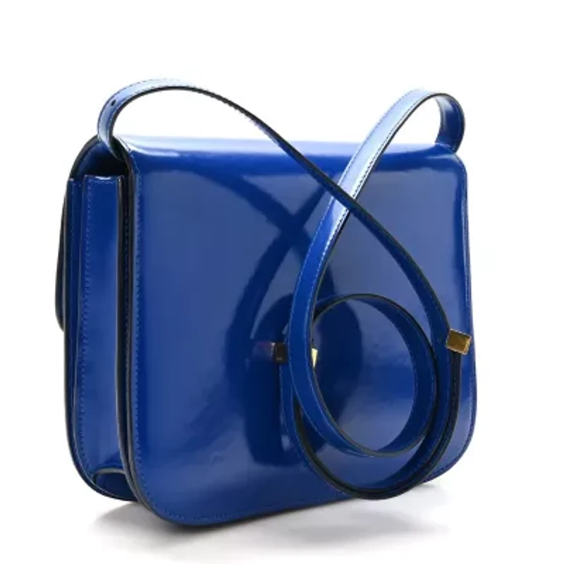 Celine Spazzolato Calfskin Medium Classic Box Flap Bag Blue -FINAL SALE NO RETURNS
