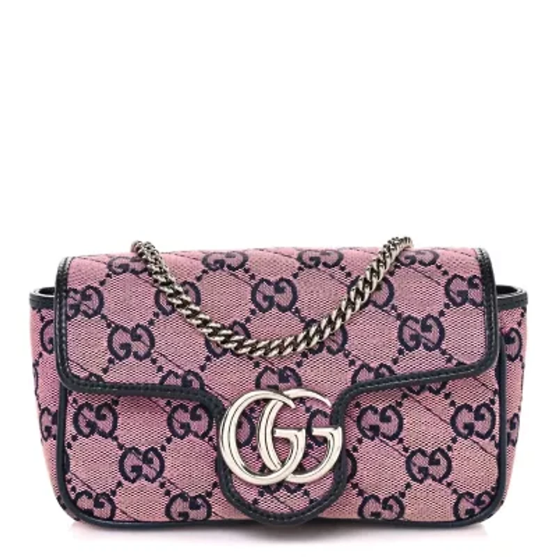 Gucci Calfskin Matelasse Super Mini GG Marmont Shoulder Bag Black -FINAL SALE NO RETURNS