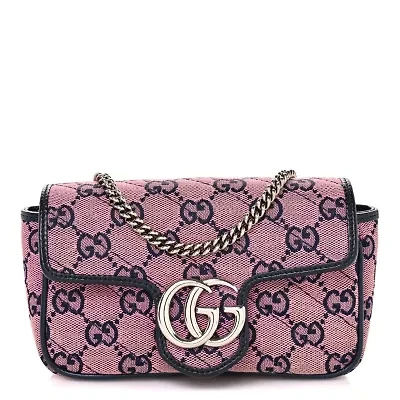 Gucci Calfskin Matelasse Super Mini GG Marmont Shoulder Bag Black -FINAL SALE NO RETURNS
