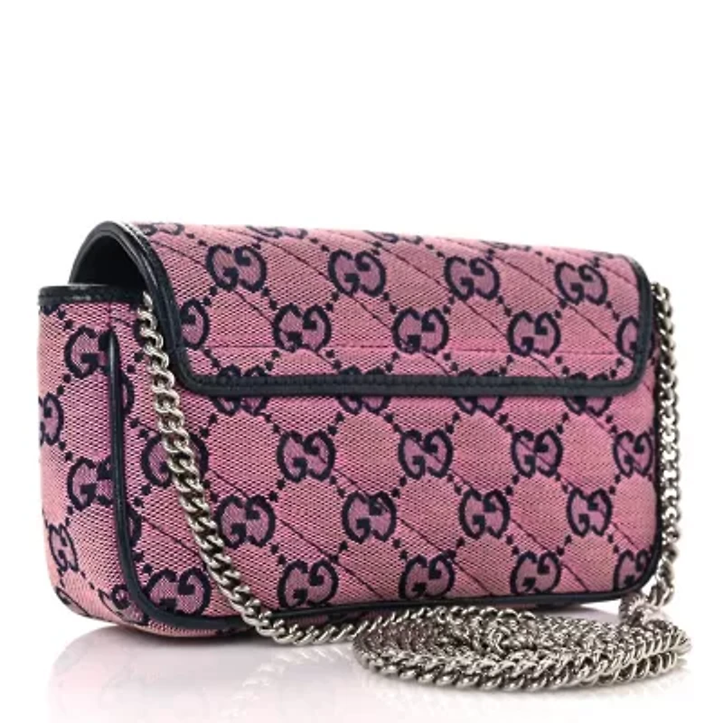 Gucci Calfskin Matelasse Super Mini GG Marmont Shoulder Bag Black -FINAL SALE NO RETURNS