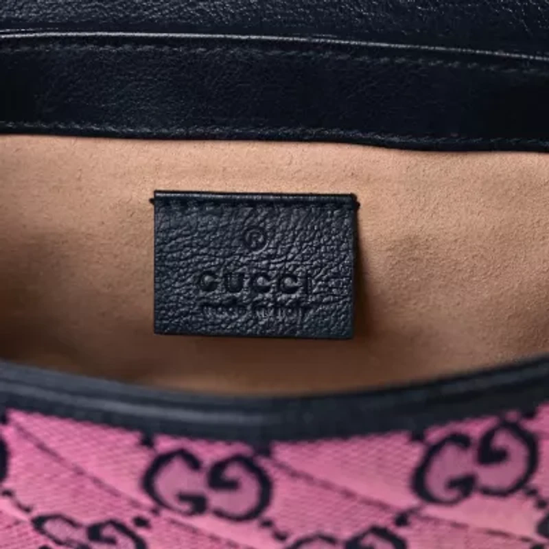 Gucci Calfskin Matelasse Super Mini GG Marmont Shoulder Bag Black -FINAL SALE NO RETURNS