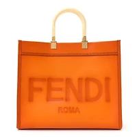 Fendi Vitello King Tamponato Plexiglass Medium Fendi Sunshine Shopper Tote Clementine -FINAL SALE NO RETURNS
