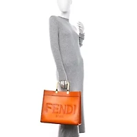 Fendi Vitello King Tamponato Plexiglass Medium Fendi Sunshine Shopper Tote Clementine -FINAL SALE NO RETURNS