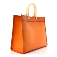 Fendi Vitello King Tamponato Plexiglass Medium Fendi Sunshine Shopper Tote Clementine -FINAL SALE NO RETURNS