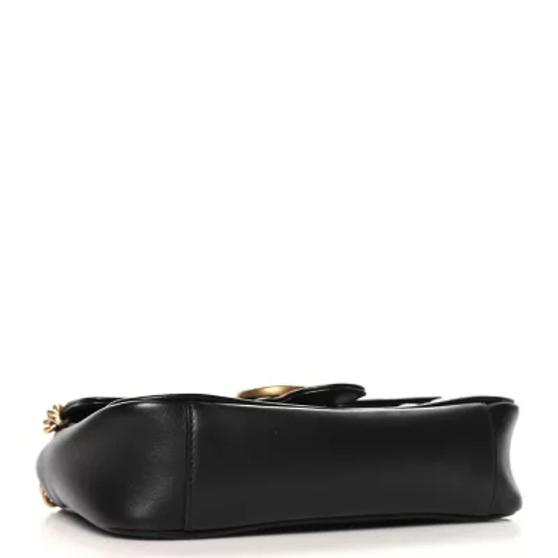 Gucci Calfskin Matelasse Small GG Marmont Shoulder Bag Black -FINAL SALE NO RETURNS