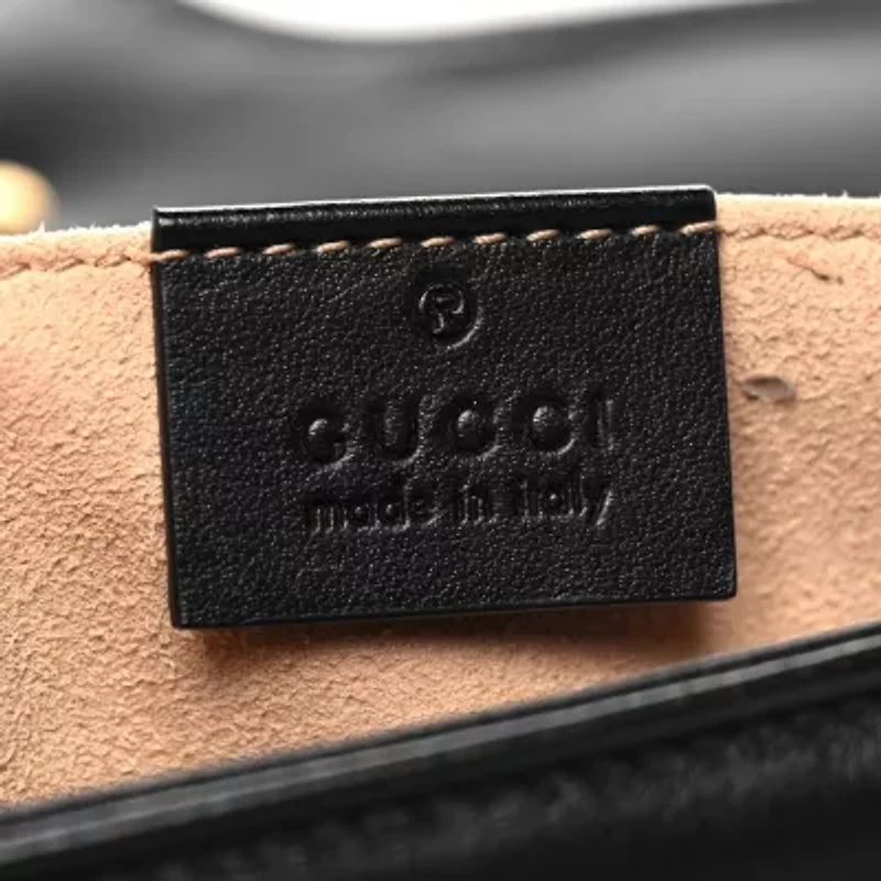 Gucci Calfskin Matelasse Small GG Marmont Shoulder Bag Black -FINAL SALE NO RETURNS