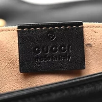 Gucci Calfskin Matelasse Small GG Marmont Shoulder Bag Black -FINAL SALE NO RETURNS