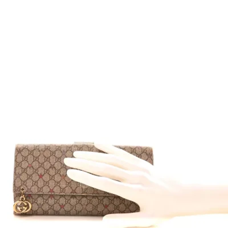 Gucci GG Supreme Monogram Stars Continental Flap Wallet Beige Pink -FINAL SALE NO RETURNS