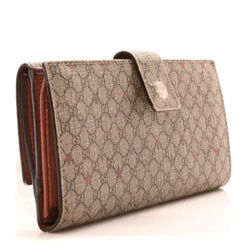 Gucci GG Supreme Monogram Stars Continental Flap Wallet Beige Pink -FINAL SALE NO RETURNS