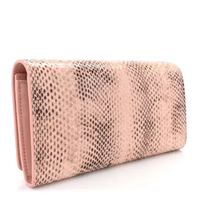 Gucci Python Script Continental Zip Wallet Pink -FINAL SALE NO RETURNS