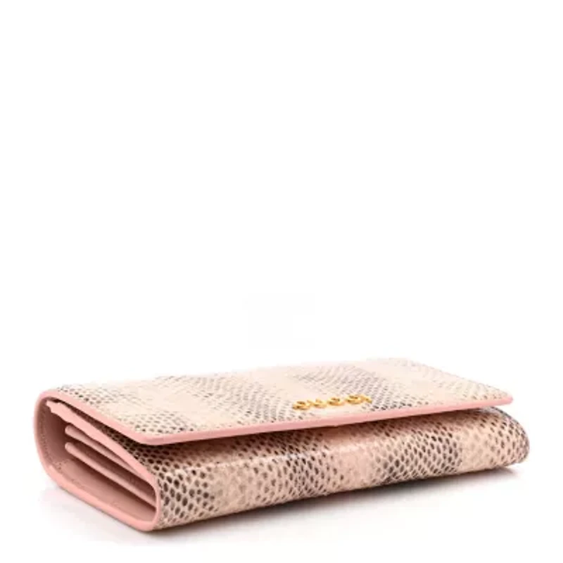 Gucci Python Script Continental Zip Wallet Pink -FINAL SALE NO RETURNS
