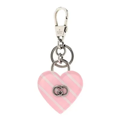 Gucci Plexiglass interlocking G Heart Shaped keychain Pink -FINAL SALE NO RETURNS