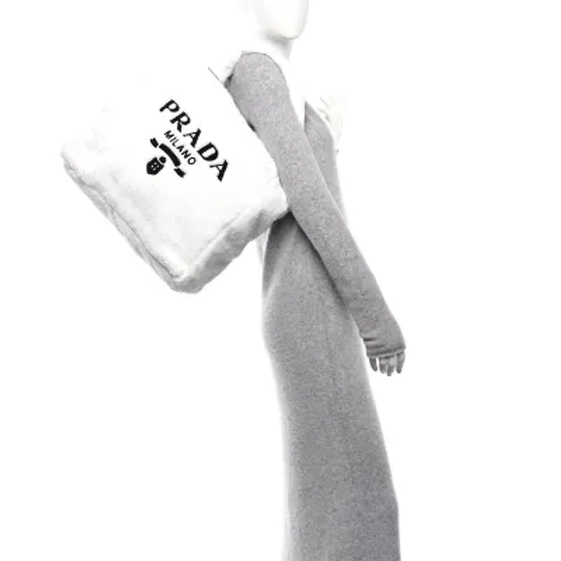 Prada Terry Cloth Tote Bag White Black -FINAL SALE NO RETURNS