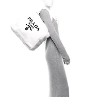 Prada Terry Cloth Tote Bag White Black -FINAL SALE NO RETURNS