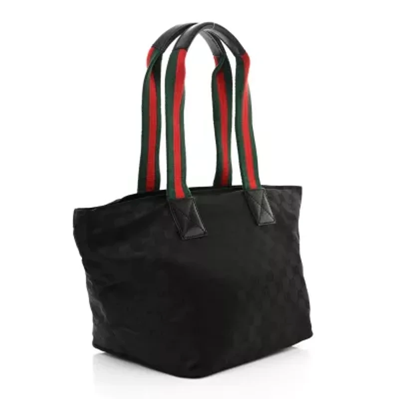 Gucci GG Monogram Medium Web Handle Bucket Tote Black -FINAL SALE NO RETURNS