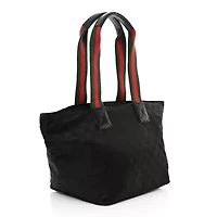 Gucci GG Monogram Medium Web Handle Bucket Tote Black -FINAL SALE NO RETURNS